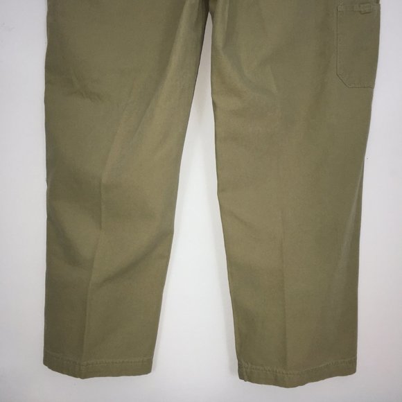 Columbia Mens 42W 30L Olive Hook & Loop Zip Pockets 100% Cotton Flat Front Pants - Picture 7 of 14